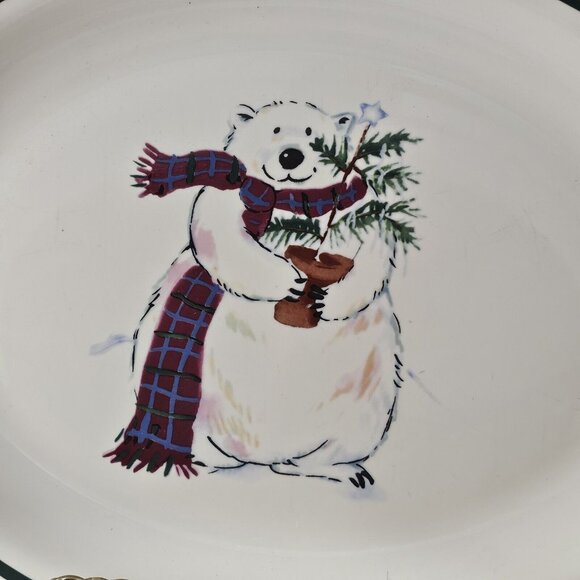 Pfaltzgraff Snow Bear Oval Serving Platter 13" USA holiday Christmas serveware - Picture 2 of 9